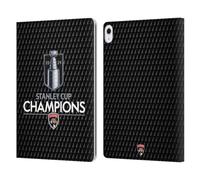 Head Case Designs Officially Licensed NHL Florida Panthers Puck Pattern 2024 Stanley Cup Champions Leather Wallet Case Compatible With Apple iPad Air 13 2024/2025