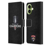 Head Case Designs Officially Licensed NHL Florida Panthers Puck Pattern 2024 Stanley Cup Champions Leather Wallet Case Compatible With Apple iPhone 17