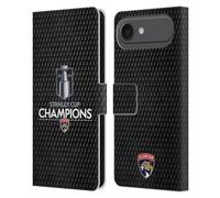 Head Case Designs Officially Licensed NHL Florida Panthers Puck Pattern 2024 Stanley Cup Champions Leather Wallet Case Compatible With Apple iPhone 17 Air