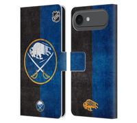Head Case Designs Officially Licensed NHL Half Distressed Buffalo Sabres Leather Wallet Case Compatible With Apple iPhone 17 Air