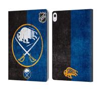 Head Case Designs Officially Licensed NHL Half Distressed Buffalo Sabres Leather Wallet Case Compatible With Apple iPad Air 13 2024/2025
