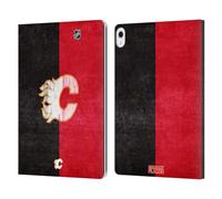 Head Case Designs Officially Licensed NHL Half Distressed Calgary Flames Leather Wallet Case Compatible With Apple iPad Air 13 2024/2025
