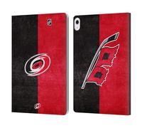 Head Case Designs Officially Licensed NHL Half Distressed Carolina Hurricanes Leather Wallet Case Compatible With Apple iPad Air 13 2024/2025