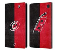 Head Case Designs Officially Licensed NHL Half Distressed Carolina Hurricanes Leather Wallet Case Compatible With Amazon Fire 7 2022