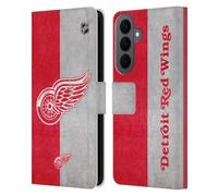 Head Case Designs Officially Licensed NHL Half Distressed Detroit Red Wings Leather Wallet Case Compatible With Samsung Galaxy S26 Plus