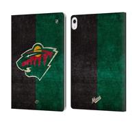 Head Case Designs Officially Licensed NHL Half Distressed Minnesota Wild Leather Wallet Case Compatible With Apple iPad Air 13 2024/2025