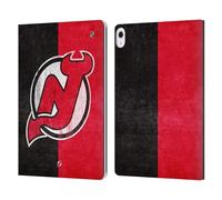 Head Case Designs Officially Licensed NHL Half Distressed New Jersey Devils Leather Wallet Case Compatible With Apple iPad Air 13 2024/2025