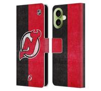 Head Case Designs Officially Licensed NHL Half Distressed New Jersey Devils Leather Wallet Case Compatible With Apple iPhone 17