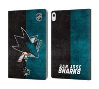Head Case Designs Officially Licensed NHL Half Distressed San Jose Sharks Leather Wallet Case Compatible With Apple iPad Air 13 2024/2025