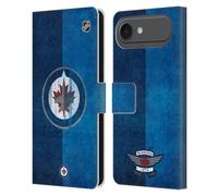 Head Case Designs Officially Licensed NHL Half Distressed Winnipeg Jets Leather Wallet Case Compatible With Apple iPhone 17 Air