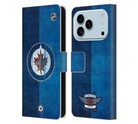 Head Case Designs Officially Licensed NHL Half Distressed Winnipeg Jets Leather Wallet Case Compatible With Apple iPhone 17 Pro