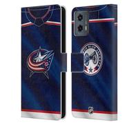 Head Case Designs Officially Licensed NHL Jersey Columbus Blue Jackets Leather Book Wallet Case Cover Compatible With Motorola Moto G (2023)