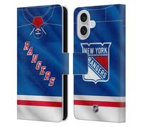 Head Case Designs Officially Licensed NHL Jersey New York Rangers Leather Wallet Case Compatible With Apple iPhone 16
