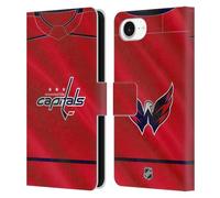 Head Case Designs Officially Licensed NHL Jersey Washington Capitals Leather Wallet Case Compatible With Apple iPhone 16e