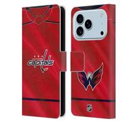 Head Case Designs Officially Licensed NHL Jersey Washington Capitals Leather Wallet Case Compatible With Apple iPhone 17 Pro