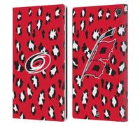 Head Case Designs Officially Licensed NHL Leopard Patten Carolina Hurricanes Leather Wallet Case Compatible With Amazon Fire Max 11 2023