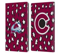 Head Case Designs Officially Licensed NHL Leopard Patten Colorado Avalanche Leather Wallet Case Compatible With Amazon Fire Max 11 2023