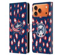 Head Case Designs Officially Licensed NHL Leopard Patten Columbus Blue Jackets Leather Wallet Case Compatible With Apple iPhone 17 Pro Max