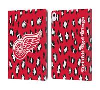 Head Case Designs Officially Licensed NHL Leopard Patten Detroit Red Wings Leather Wallet Case Compatible With Apple iPad Air 13 2024/2025