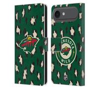 Head Case Designs Officially Licensed NHL Leopard Patten Minnesota Wild Leather Wallet Case Compatible With Apple iPhone 17 Air