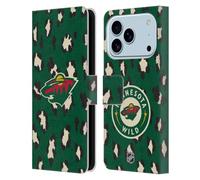 Head Case Designs Officially Licensed NHL Leopard Patten Minnesota Wild Leather Wallet Case Compatible With Apple iPhone 17 Pro