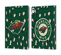 Head Case Designs Officially Licensed NHL Leopard Patten Minnesota Wild Leather Wallet Case Compatible With Apple iPad Air 13 2024/2025