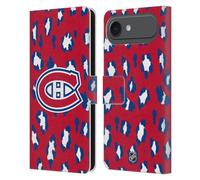 Head Case Designs Officially Licensed NHL Leopard Patten Montreal Canadiens Leather Wallet Case Compatible With Apple iPhone 17 Air