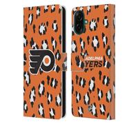 Head Case Designs Officially Licensed NHL Leopard Patten Philadelphia Flyers Leather Wallet Case Compatible With Samsung Galaxy A07