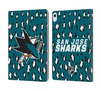 Head Case Designs Officially Licensed NHL Leopard Patten San Jose Sharks Leather Wallet Case Compatible With Apple iPad Air 13 2024/2025