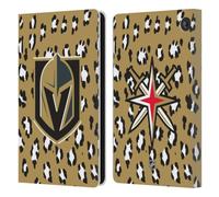 Head Case Designs Officially Licensed NHL Leopard Patten Vegas Golden Knights Leather Wallet Case Compatible With Amazon Fire 7 2022