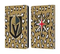 Head Case Designs Officially Licensed NHL Leopard Patten Vegas Golden Knights Leather Wallet Case Compatible With Amazon Kindle 11th Gen (2024)
