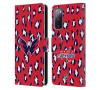 Head Case Designs Officially Licensed NHL Leopard Patten Washington Capitals Leather Wallet Case Compatible With Samsung Galaxy S20 FE / 5G