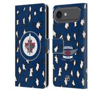 Head Case Designs Officially Licensed NHL Leopard Patten Winnipeg Jets Leather Wallet Case Compatible With Apple iPhone 17 Air