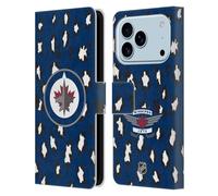 Head Case Designs Officially Licensed NHL Leopard Patten Winnipeg Jets Leather Wallet Case Compatible With Apple iPhone 17 Pro
