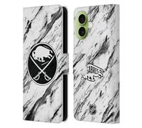 Head Case Designs Officially Licensed NHL Marble Buffalo Sabres Leather Wallet Case Compatible With Apple iPhone 17