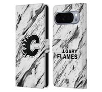 Head Case Designs Officially Licensed NHL Marble Calgary Flames Leather Wallet Case Compatible With Google Pixel 10 Pro XL
