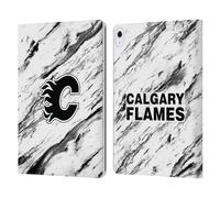 Head Case Designs Officially Licensed NHL Marble Calgary Flames Leather Wallet Case Compatible With Apple iPad Air 13 2024/2025