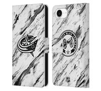Head Case Designs Officially Licensed NHL Marble Columbus Blue Jackets Leather Wallet Case Compatible With Apple iPhone 16e