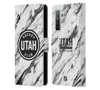 Head Case Designs Officially Licensed NHL Marble Utah Mammoth Leather Wallet Case Compatible With Huawei Nova 7 SE/P40 Lite 5G