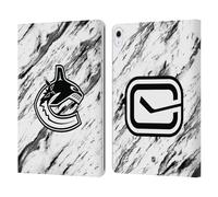 Head Case Designs Officially Licensed NHL Marble Vancouver Canucks Leather Wallet Case Compatible With Apple iPad Air 13 2024/2025