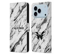 Head Case Designs Officially Licensed NHL Marble Washington Capitals Leather Wallet Case Compatible With Apple iPhone 17 Pro