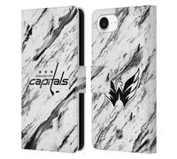 Head Case Designs Officially Licensed NHL Marble Washington Capitals Leather Wallet Case Compatible With Apple iPhone 16e