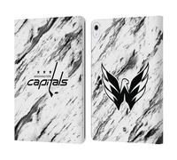 Head Case Designs Officially Licensed NHL Marble Washington Capitals Leather Wallet Case Compatible With Apple iPad Air 13 2024/2025