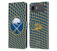 Head Case Designs Officially Licensed NHL Net Pattern Buffalo Sabres Leather Wallet Case Compatible With Apple iPhone 17 Air