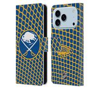 Head Case Designs Officially Licensed NHL Net Pattern Buffalo Sabres Leather Wallet Case Compatible With Apple iPhone 17 Pro
