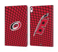 Head Case Designs Officially Licensed NHL Net Pattern Carolina Hurricanes Leather Wallet Case Compatible With Apple iPad Air 13 2024/2025