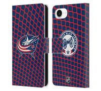 Head Case Designs Officially Licensed NHL Net Pattern Columbus Blue Jackets Leather Wallet Case Compatible With Apple iPhone 16e