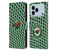 Head Case Designs Officially Licensed NHL Net Pattern Minnesota Wild Leather Wallet Case Compatible With Apple iPhone 17 Pro