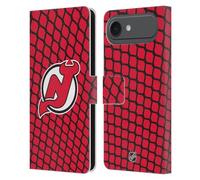 Head Case Designs Officially Licensed NHL Net Pattern New Jersey Devils Leather Wallet Case Compatible With Apple iPhone 17 Air