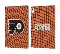 Head Case Designs Officially Licensed NHL Net Pattern Philadelphia Flyers Leather Wallet Case Compatible With Apple iPad Air 13 2024/2025